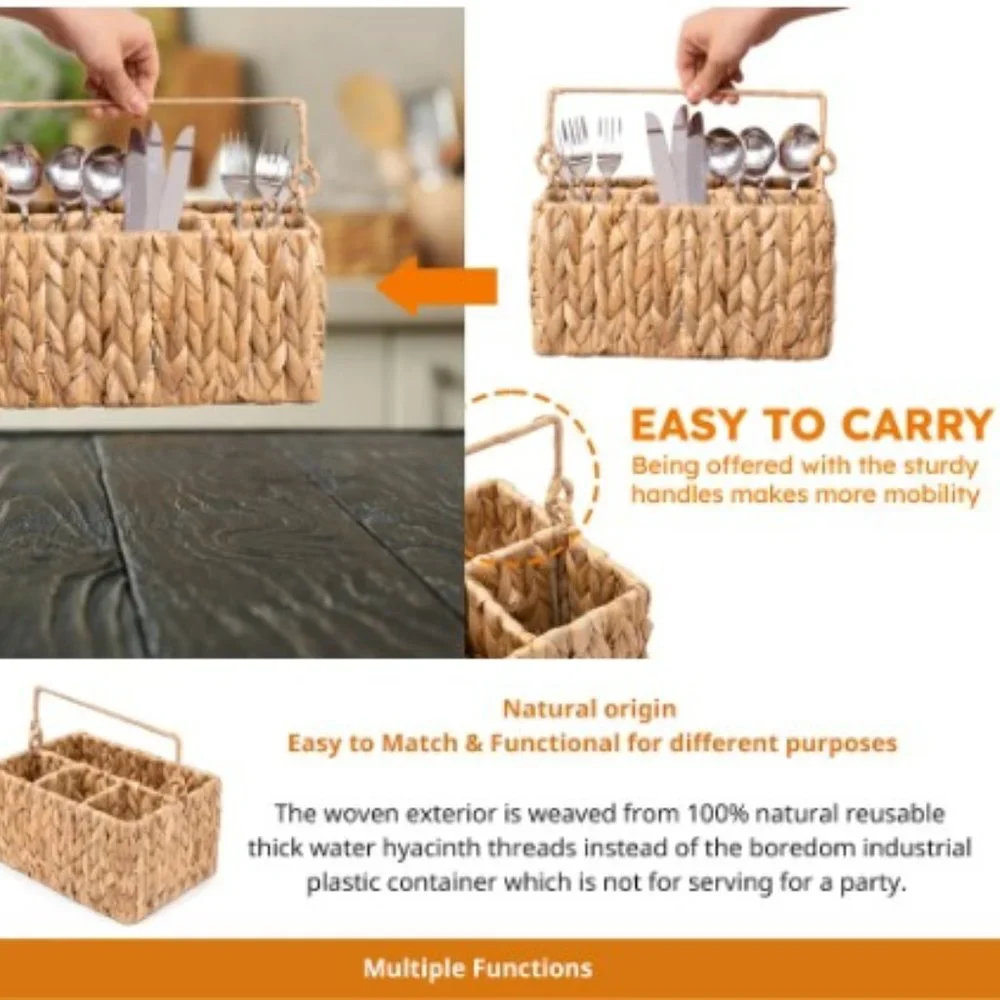 Natural Woven Wicker Kitchen Cooking Utensils / Office / Craft Supplies Holder